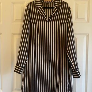 Scotch & Soda Black and White Striped Long Sleeve Dress